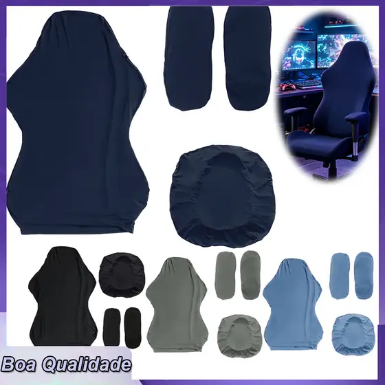 Azul escuro Capas para cadeira de jogos elástica macia antiderrapante para cadeira gamer com capa para apoio de braço