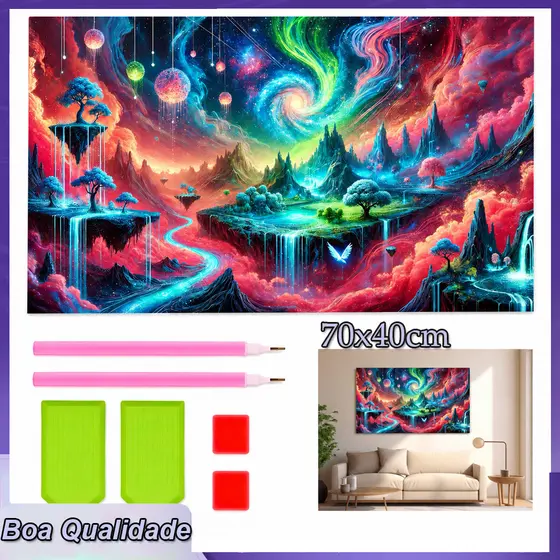Pintura com Pedrinhas Quadradas Via Láctea 70x40cm para Iniciantes