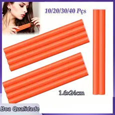 10-40pçs Laranja Conjunto de modelador de cabelo sem calor rolos de calor para cabelos longos para viagens 1.6x24cm