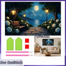 Pintura com Pedrinhas Quadradas Luzes noturnas 70x40cm para Iniciantes