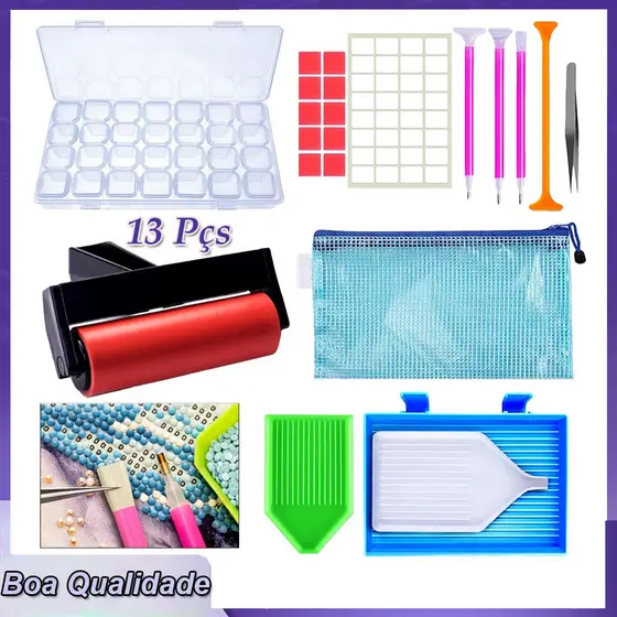 Kit de Ferramentas Pintura Diamante Canetas Perfurar Ponta Bandejas e Pinças Acessórios Bordado para Aficionados