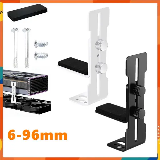 Suporte para GPU, suporte para placa gráfica, 6-96 mm de altura ajustável, branco/preto