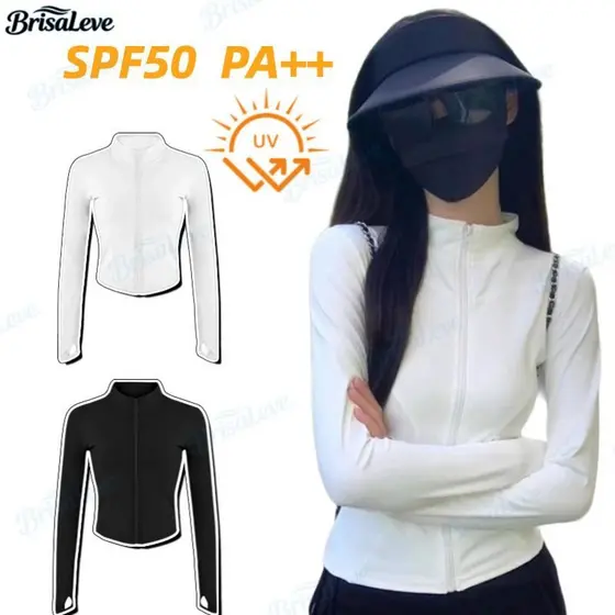 Jaqueta de Proteção Solar FPS 50+ Tecido Leve Elástico Respirável para Academia Yoga Passeios Ao Ar Livre-BL