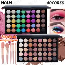 Paleta de Sombras 40 Cores Matte e Shimmer Alta Pigmentação Longa Duração Fácil de Esfumar Maquiagem Profissional