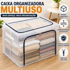Caixa Organizadora 24L 66L 100L Multiuso Grande Transparente com Zíper PVC Casa Escritório Guardar Objetos Roupas