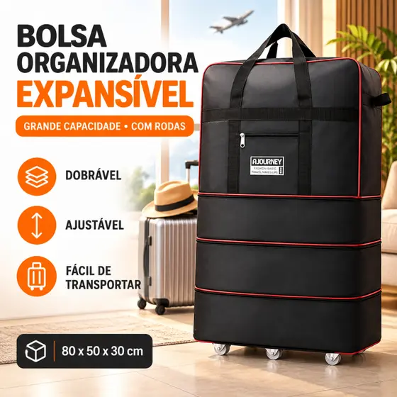Bolsa de viagem multifuncional, bagagem dobrável de grande capacidade, à prova d'água com rodas