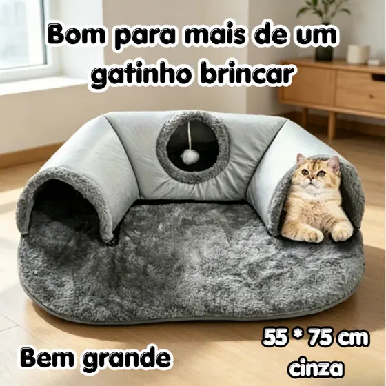 Cama De Gato 2 Em 1 Túnel, Gatinho Removível, Para Gatos De Até 4kg