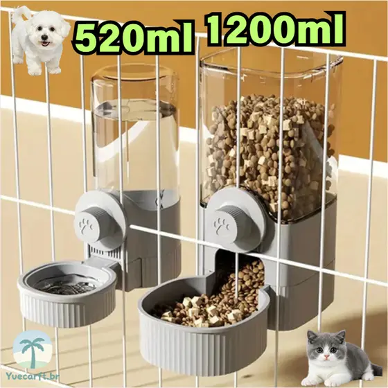 Dispensador de água suspenso para gaiola de pets, alimentador e bebedouro automático