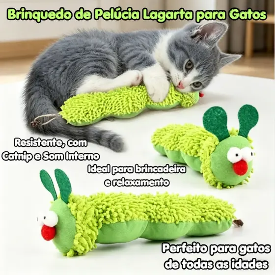 verde - Brinquedos para gatos na fase de dentição – em formato de lagarta, feitos de erva-de-gato e trepadeira prate