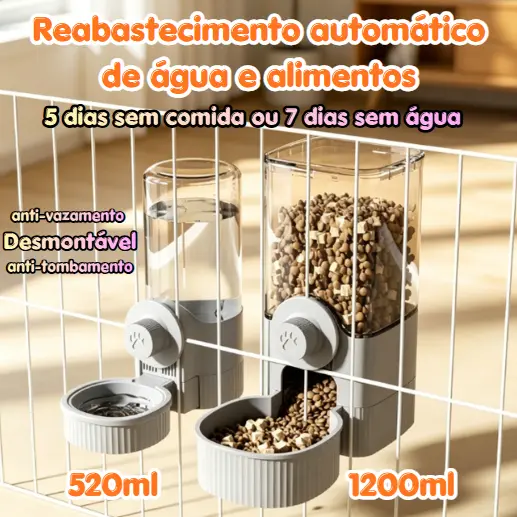 Alimentador e Bebedouro Automático 1,2L para Gaiola - Cães, Gatos, Coelhos e Outros Pets