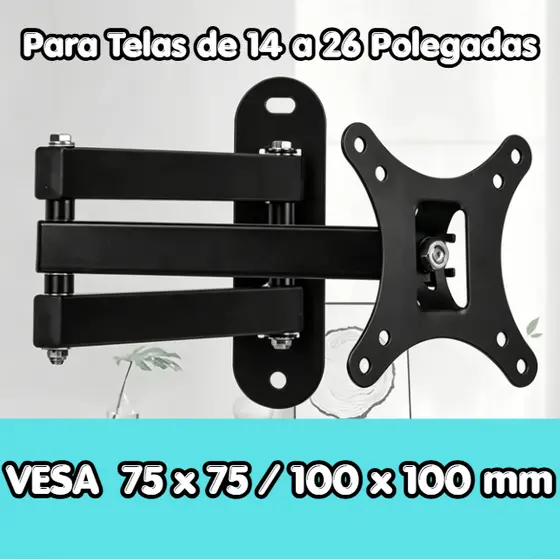 Tri-Articulated Lcd Led Plasma Tv Support 10 to 26 and 32 to 55 Inches for Wall VESA 75x75mm/100x100mm