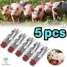 Kit 5 Bebedouro De Porco Automático Chupeta Suíno Bico Aço Inoxidável