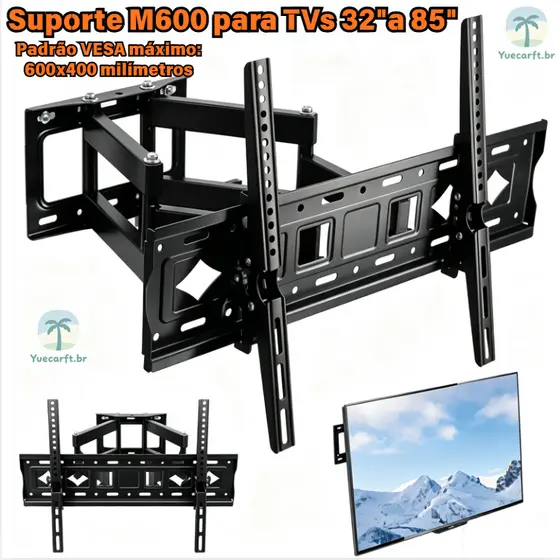Multi-articulated TV Wall Mount 32 to 85 Inches Black