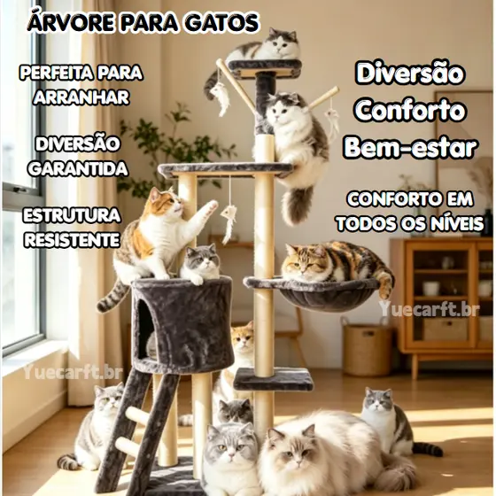 1Arranhador para Gatos 5 Andares com Brinquedos | Casa Torre para Gatos Arranhar e Brincar | Confortável casinha de gato