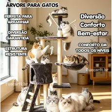 1Arranhador para Gatos 5 Andares com Brinquedos | Casa Torre para Gatos Arranhar e Brincar | Confortável casinha de gato