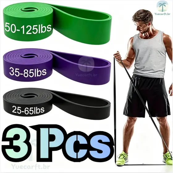 Kit 3 Elástico Super Band Borracha Crossfit Extra Forte