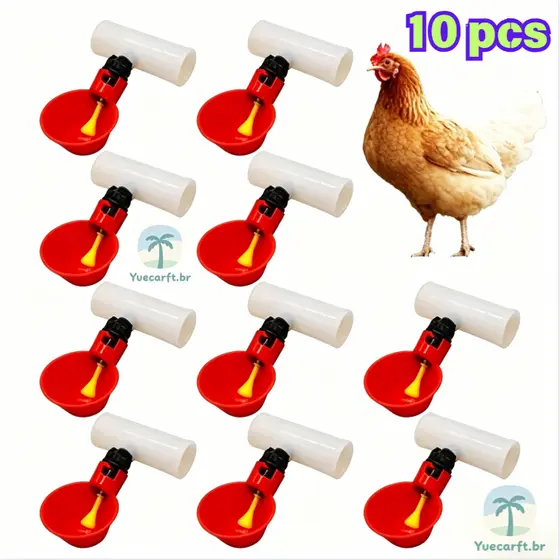 kit 10 bebedouro automático copinho copo para aves + conexão T
