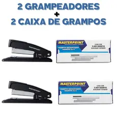 Kit 2 Grampeadores De Mesa + 2 Caixas De Grampos Galvanizados 26/6 (10.000 Unidades)