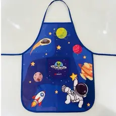 Avental Infantil Plástico Impermeável Para Pintura E Escolar Personagens Astronauta e Unicórnio
