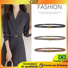 Senhoras cinto novo estilo moda All-Match terno de couro genuíno decorativo Jeans ins preto cinto de cintura estreita si