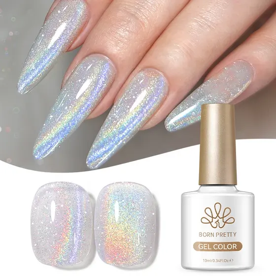 BORN PRETTY Rainbow Reflexivo Olhos De Gato Gel Magnético Para Unhas Laser Glitter Efeito Soak Off UV Nail Art