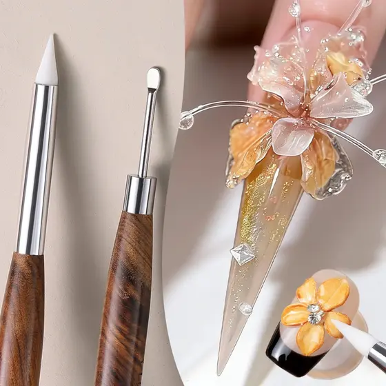 BORN PRETTY Pincel De Cabeça Dupla Para Arte Em Unhas Caneta De Escultura Silicone Suprimentos Pintura De Flores Ferrame