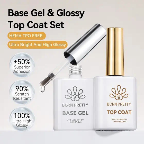 BORN PRETTY 15ml Super Top Coat E Base Gel Unha Polonês Para Verniz Semi-Permanente Suprimentos Unhas