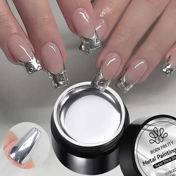 BORN PRETTY Super Brilhante Pintura Metálica Gel Polonês 5ML Ouro Prata Espelho Unha Linhas De Desenho De Flores Unhas F