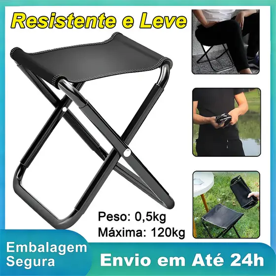 Banqueta Dobrável Leve Cadeira de Pesca e Camping, Cadeirinha de Piquenique Portátil