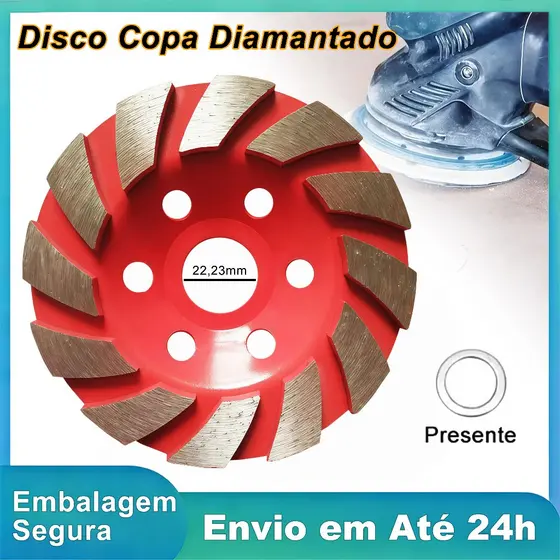 Disco Desbaste Diamantado Turbo 100mm x 22,23mm Para Esmerilhadeira Concreto Mármore Pedra