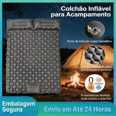 Colchão Inflável Automático de Casal Sleeping Pad Impermeável para Acampamento