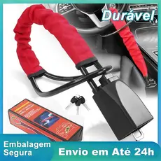 Trava de Volante Anti-roubo Reforçada Ajustável com 3 Chaves Universal para Carro
