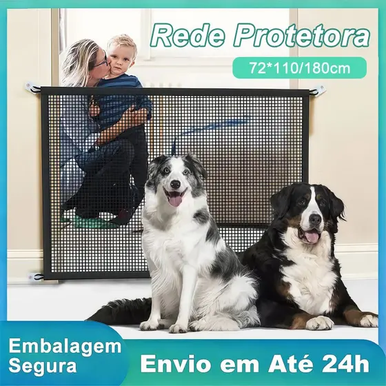 Rede de Proteção Removível para Pets Gatos Cachorros com Ganchos 72×110/180cm
