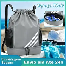 Bolsa com Corda Impermeavel Compartimento para Tenis Mochila Esportiva Academia