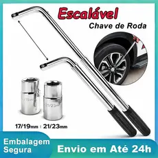 Kit 3 Chave de Roda L Ajustável Alongável 4 em 1 Desmontagem Pneus 17 19 21 23mm
