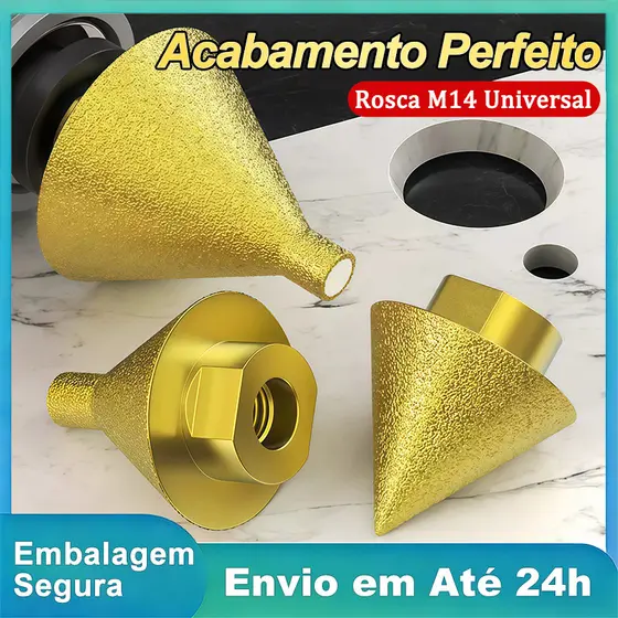Broca Diamantada para Chanfrar M10 M14 38mm 50mm Cerâmica Porcelanato Mármore Vidro