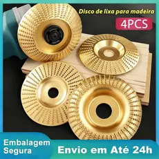 Kit 4 Discos de Desbaste para Madeira 4 Polegadas Furo 22mm Esmerilhadeira