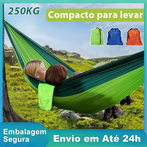 Rede de Dormir Casal Suporta 250kg Resistente à Água para Camping e Viagem