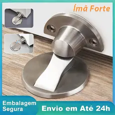 Prendedor Trava Fixador de Porta Magnetico Slim Cores Prata e Bronze Adesivo Amortece Impacto Inox