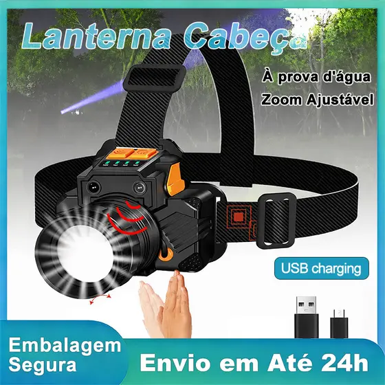 Lanterna De Cabeça Led Recarregável À Prova D'Água, Potente E Durável Para Camping
