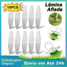 Kit 10 Lâminas Facas Para Roçadeira Aparador Cortador De Grama Lâmina Serra