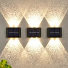 Lâmpada solar de parede. 2-10 unidades. Resistente à água (IP65), luz quente com lâmpadas LED 6/8/10/12.