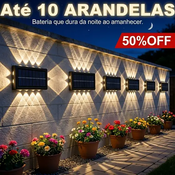 Luminária Solar LED Sensor Movimento Exterior Impermeável Jardim Parede