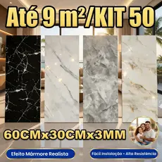 Kit 10/20/30/50pcs Piso/parede autoadesivo de mármore, 60x30 cm, em material PVC, impermeável e antiderrapante