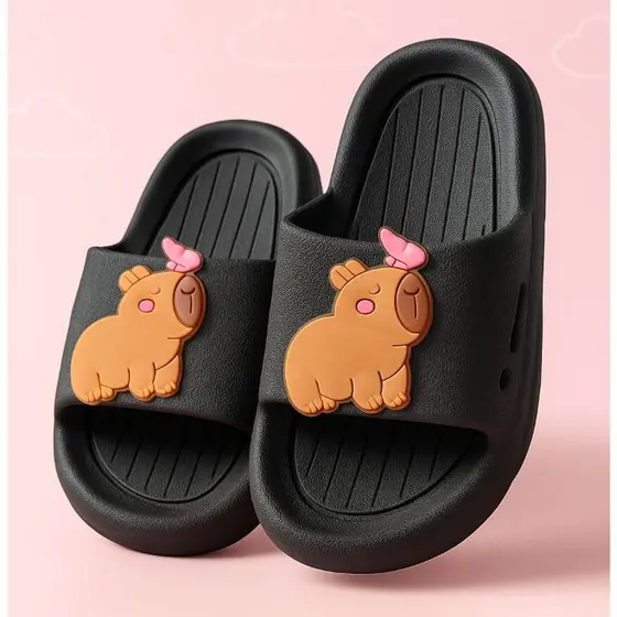Chinelo Slide Infantil Criança Bebê Capivara Cores Moda Confortável Leve Macio Estilo Antiderrapante Envio Imediato