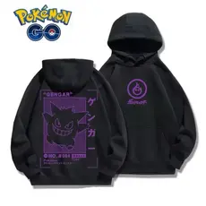 Moletom Canguru Flanelado Premium Algodão Confortável Pokémon Gengar Roxo Anime Tendência Unissex