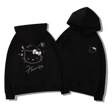 Moletom Canguru HelloKitty Com Capuz Feminino Confortável Versátil Doce Estilo Universitário Unissex
