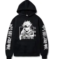 Moletom Canguru Algodão Confortável Blusa Jujutsu Kaisen Gojo Satoru Feiticeiro Anime Unissex
