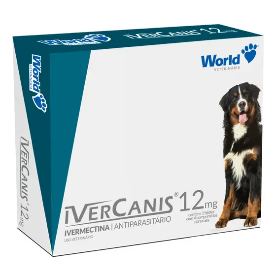 Remédio Ivercanis 12 Mg Carrapato Sarna 4 Comprimidos Cor 12mg World Veterinaria
