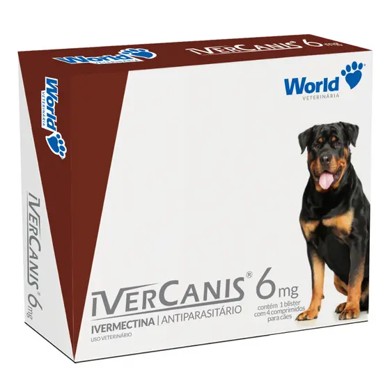 Ivercanis Ivermectina 6mg Remédio Pulgas Carrapatos e Sarna Caes 4 Comprimidos